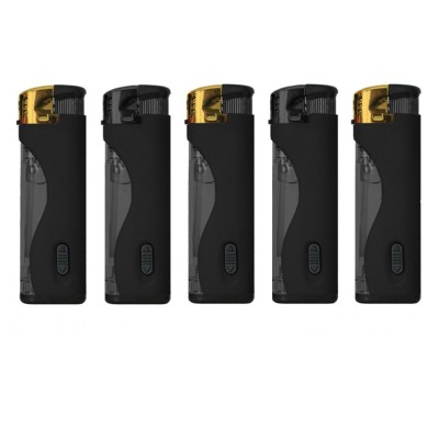 SY-323 LED Double Case TC Curved Gold-Black Lighter